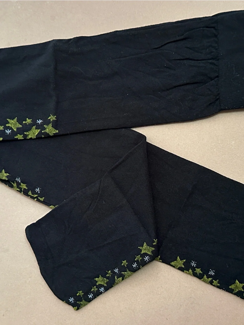 NEW Vintage Kids Black Leggings with Star Trim READ DESCRIP